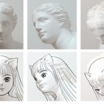 人形をベースにして色々な角度で人物を描く