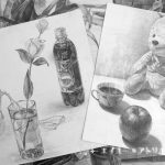 静物デッサンで質感を描き分ける
