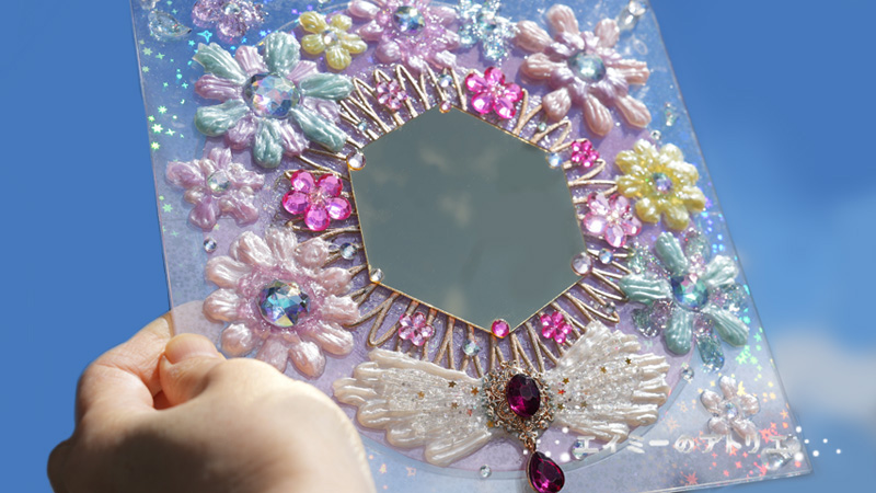 工作・クラフト「花のミラーリース」を作りました。