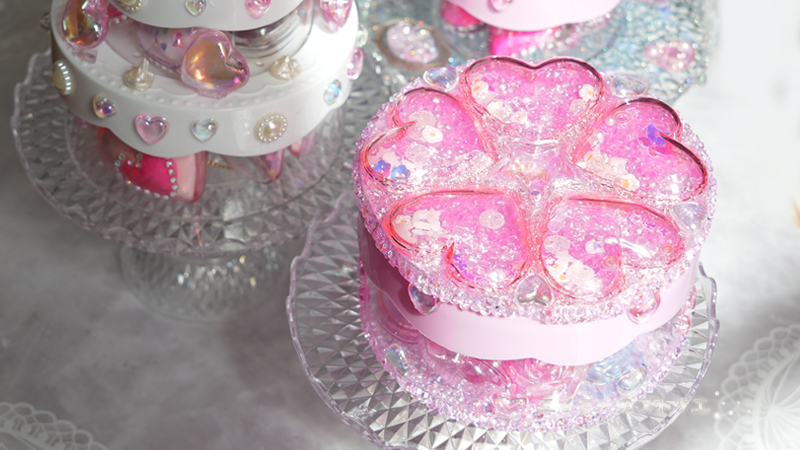 工作・クラフト「ハートのカプセルで桜のケーキ」を作りました。