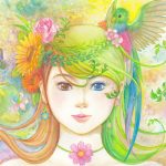 イラスト・絵画「花の女の子」を描きました。