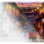 イラスト・絵画「祭の鼓動（背景画）」を描きました。