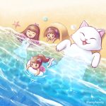 海の波打ち際の光の波紋を描く