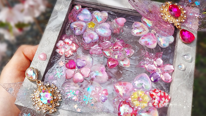 花手水の宝石箱～桜のドロップシールを収納～